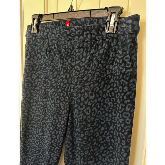 Spanx Blue Black Leopard Cheetah Print Skinny Jegging Slimming Jean Pants Sz M - Picture 2 of 11